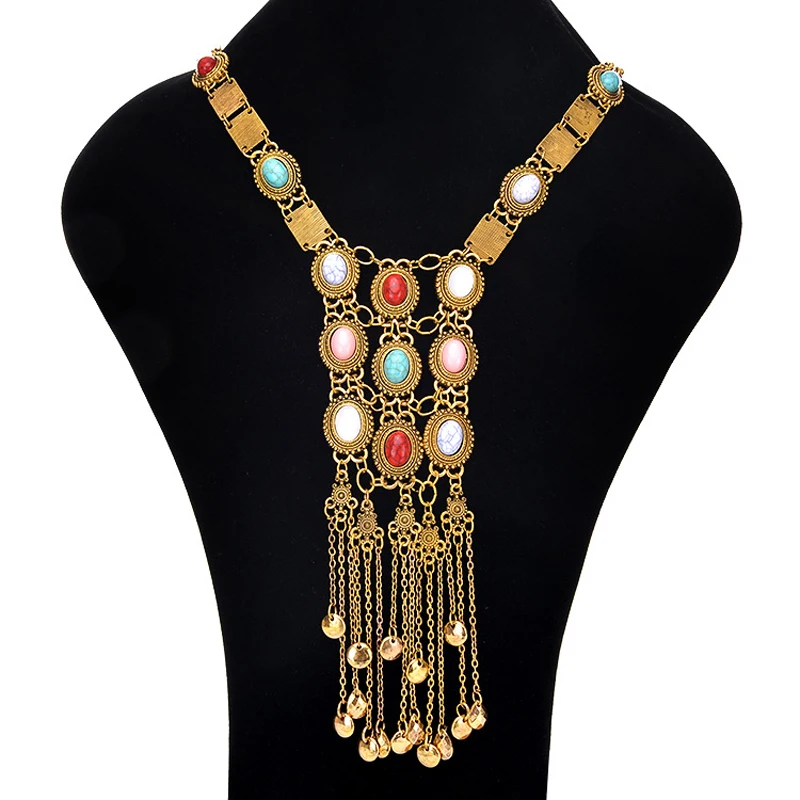 Bohemian Maxi 70cm Long Necklace Pendant For Women Collier Jewelry Colar Vintage Multilayer Tassel Collar Boho Necklace Bijoux