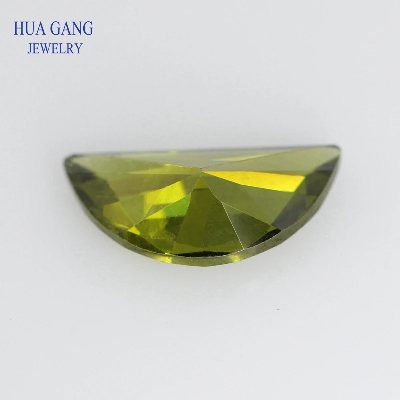 Peridot Moon Shape Cubic Zirconia Brilliant Cut Loose CZ Stone Synthetic Gems Beads For Jewelry 2x4~4x8mm