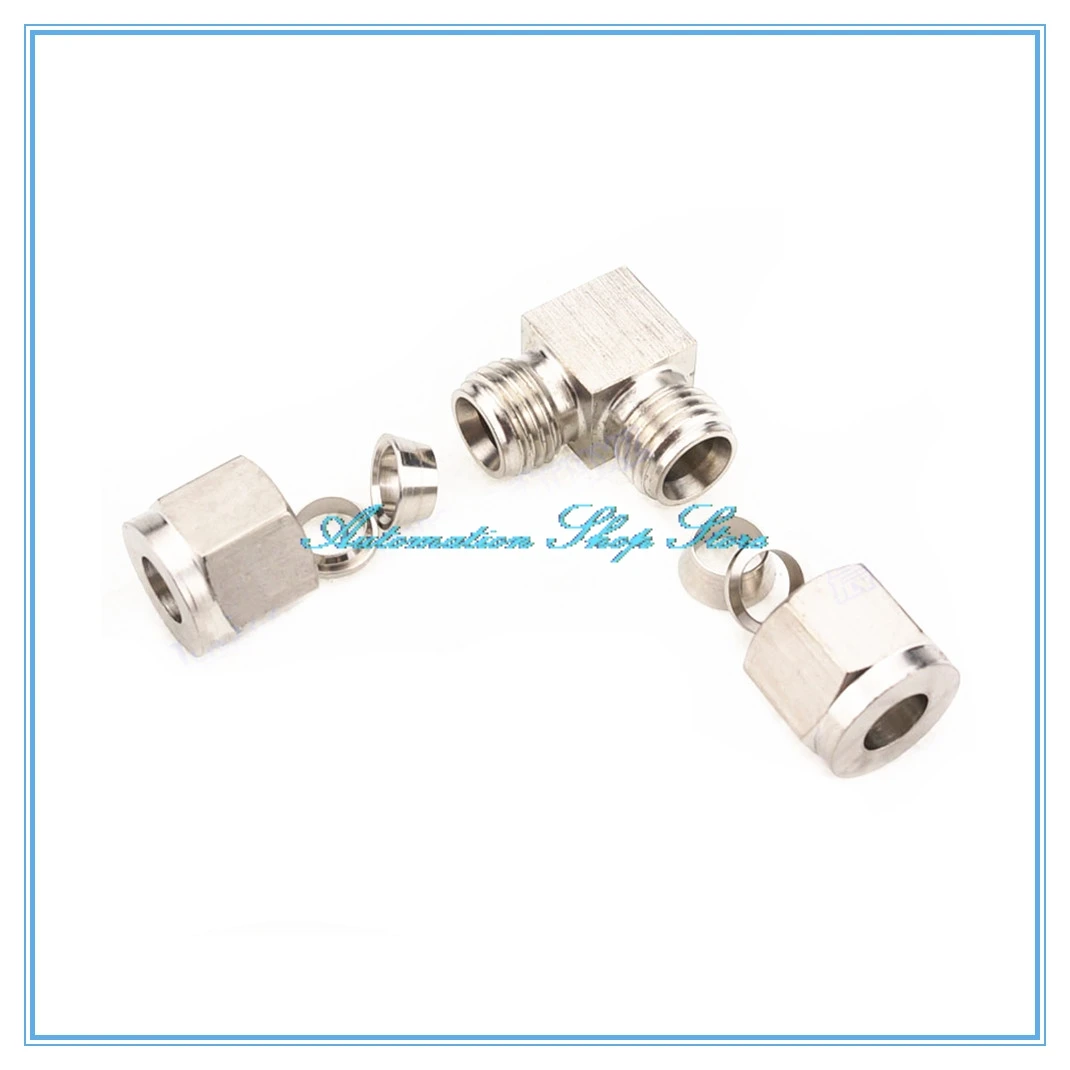 

3 4 6 8 10 12mm Pipe OD Double Ferrule Tube Fittings 90 degree Elbow 304 SS Stainless Steel Pipe Connector