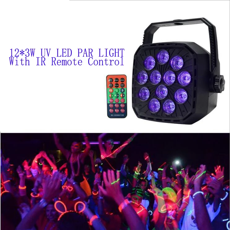 

4X Lot NEW 12*3W UV LED Par Light Purple LED Light Voliet Par Projector Stage Lighting With Remote Control Sound Active