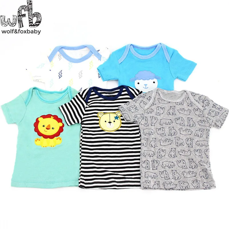 Wobfaobxylf 5pcs/pack Short-Sleeved T-shirt for 0-24months Newborn Baby Boys Girls