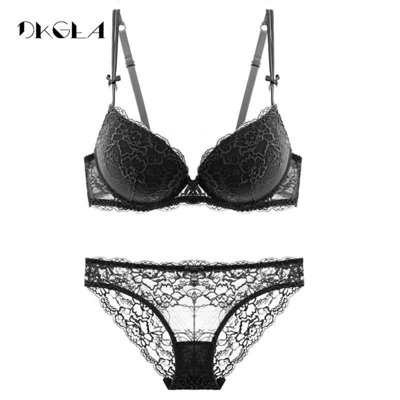 Fashion brand women underwear set cotton sexy bra and panty sets plus size purple lace lingerie set push up set 3/4 cup Padded