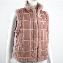 Women's Natural Sheepskin Vest, Wool, Leather, Grass, Warm, Fashion, New