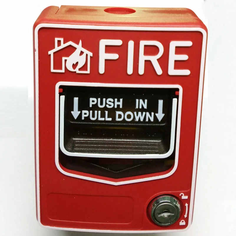 2 wires Conventional Fire Alarm Manual Call Point Push in Pull Down Station Fire Alarm Button works with any conventional panel