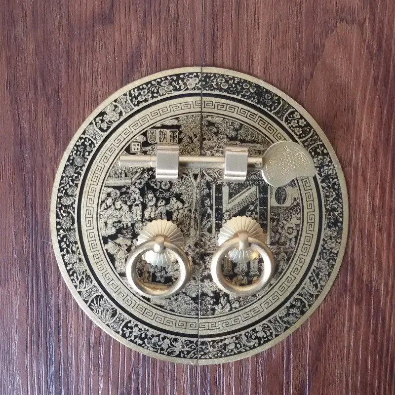 

The new Chinese antique furniture of Ming and Qing Dynasties copper copper fittings door cabinet handle round door wardrobe copp