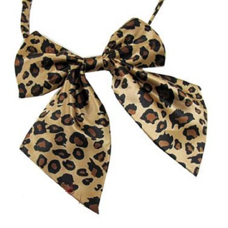 

hot sale fashion polyester leopard print bow tie for women butterfly ascot necktie cravat