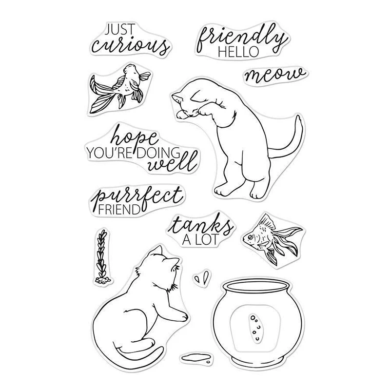 Curious Cat Transparent Clear Silicone Stamp/Seal for DIY scrapbooking/photo album Decorative clear stamp