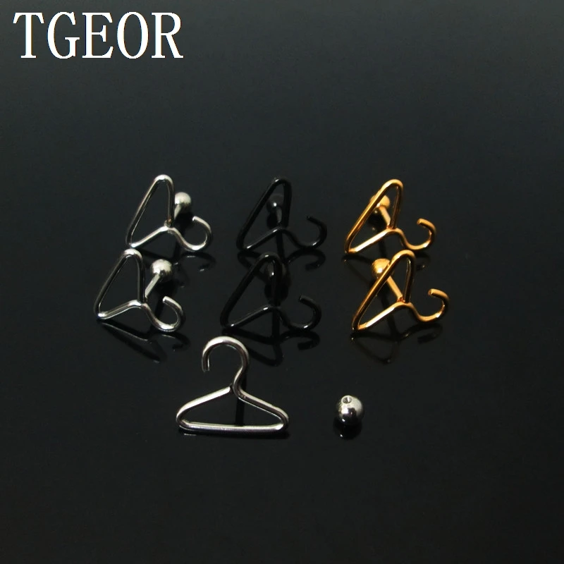 NEW illusion cheaters 1 Pair 1.2*6*4/(13*15)mm Stainless Steel clothes Hanger shape piercing fake plugs free shipping