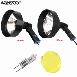 12V 1000LM 150mm/175mm 100W Halogen Marine Light Handheld Hunting Spotlight Adjustable Beam Spot or Flood With Bulb Lens Filter