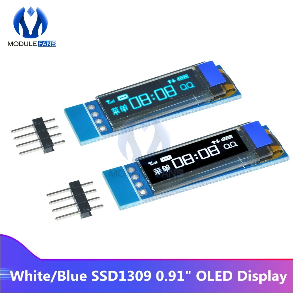 Blue/White OLED LCD Display 0.91 Inch 128x32 IIC I2C Serial DIY Module Driver IC 0.91