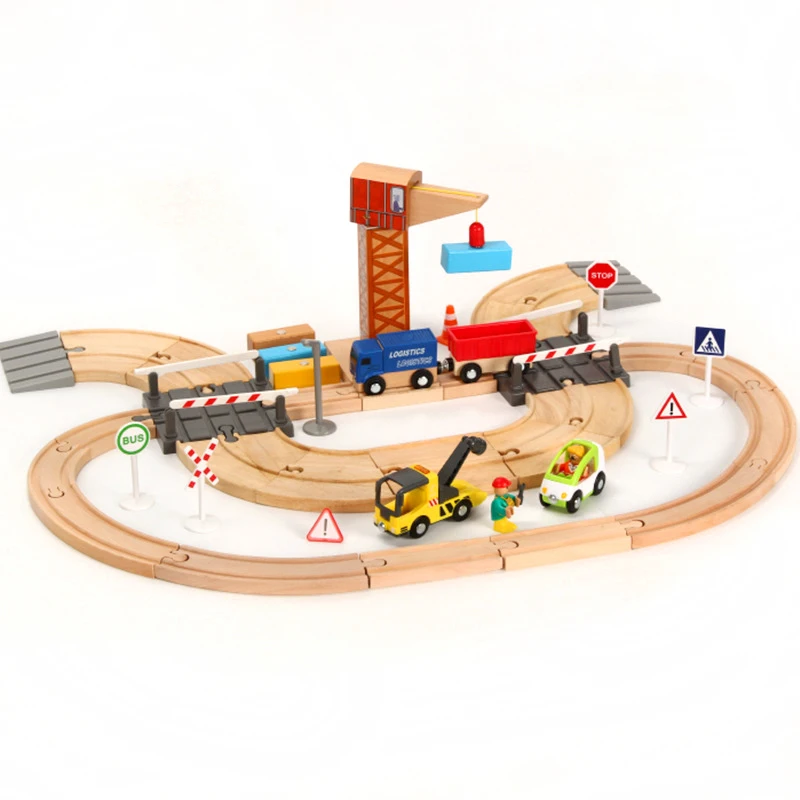 

43pcs Toy Car and Wooden Train Track Set Toys Children's Assembled Puzzle Boys and Girls Toys Suitable for Br Wood Tracks