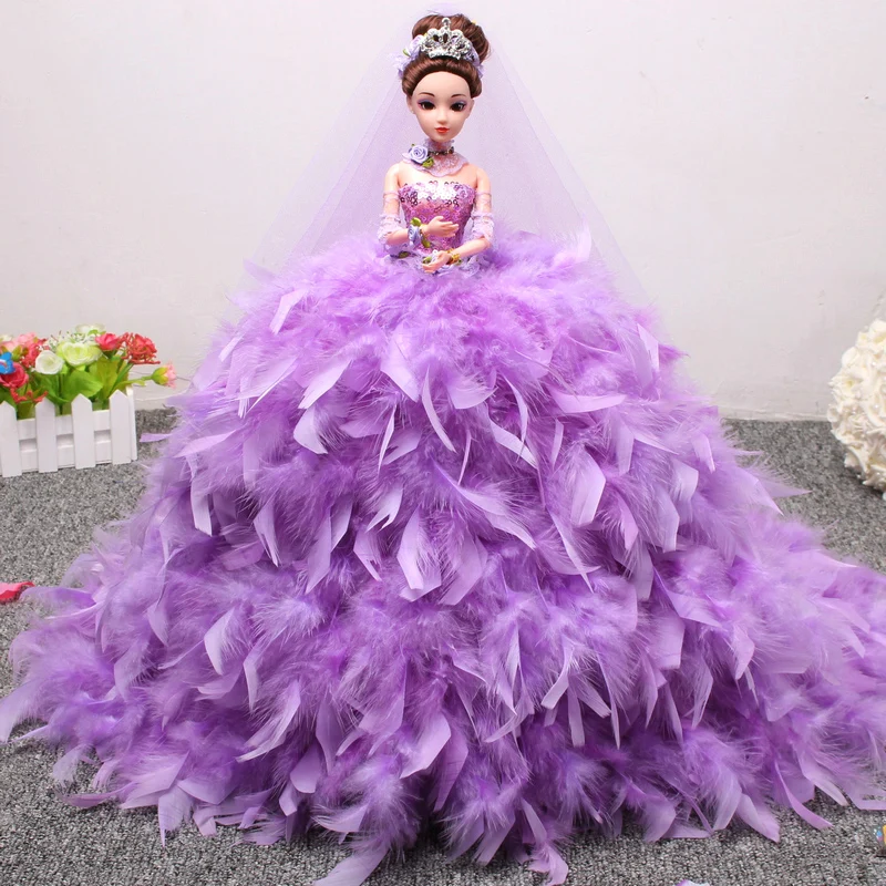 Wedding Doll Ultra-large Trailing Feathers Fantasy Fashion Doll Princess Girl Wedding Decorations Beautiful Birthday Gifts