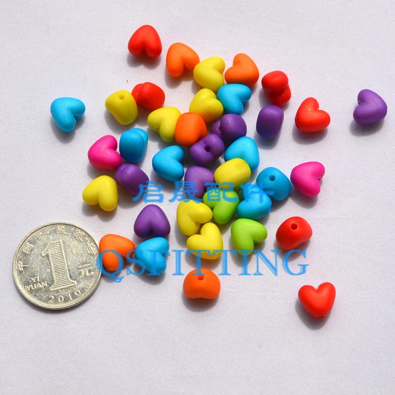 100pcs DIY fashion Jewelry Making Accessories Matt Acrylic Beads Lovely Heart Shape Mix Color Children\'s Bracelet Findings