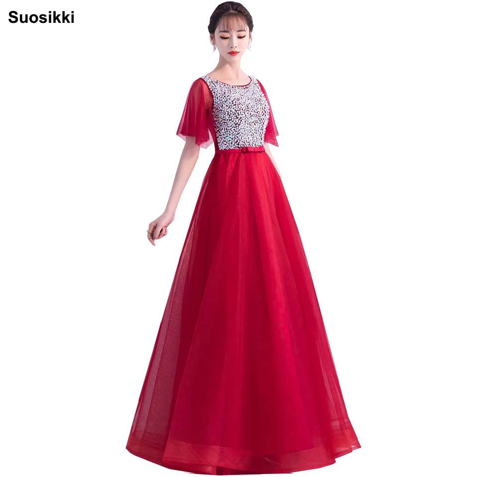 

Suosikki New arrival luxury long style dresses bling beading tulle evening dresses formal prom party gown floor length