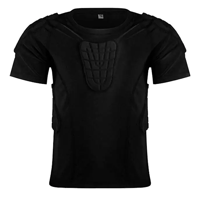 Children Impact Compression Padded Shirts Soccer Basketball Skateboarding Chest Protective Gear Padded Shirt Youth Boys Padded