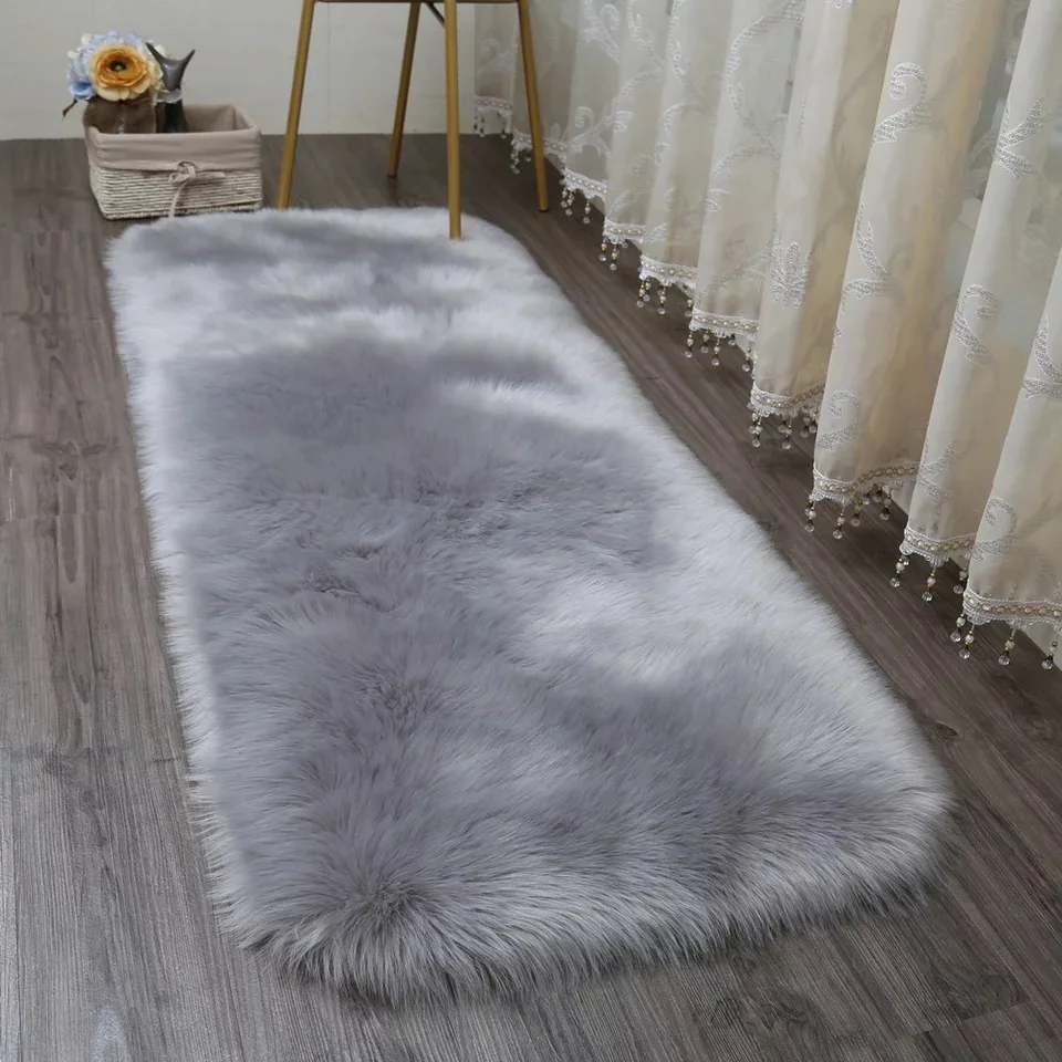 Soft Artificial Sheepskin Rug, Chair Cover, Warm Hairy Carpet, Round Carpet, Bedroom Mat