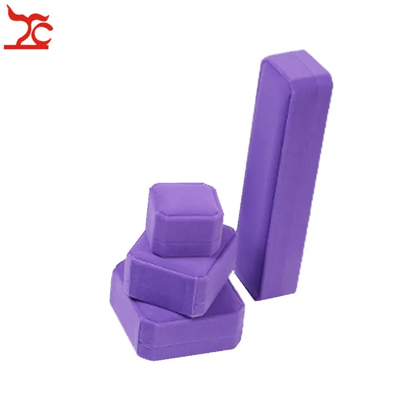 Velluto viola di Cerimonia Nuziale di Fidanzamento Della Collana Organizer Box Anello Orecchini di Pendente Dei Monili Del Braccialetto di Imballaggio Contenitore di Regalo di Stoccaggio