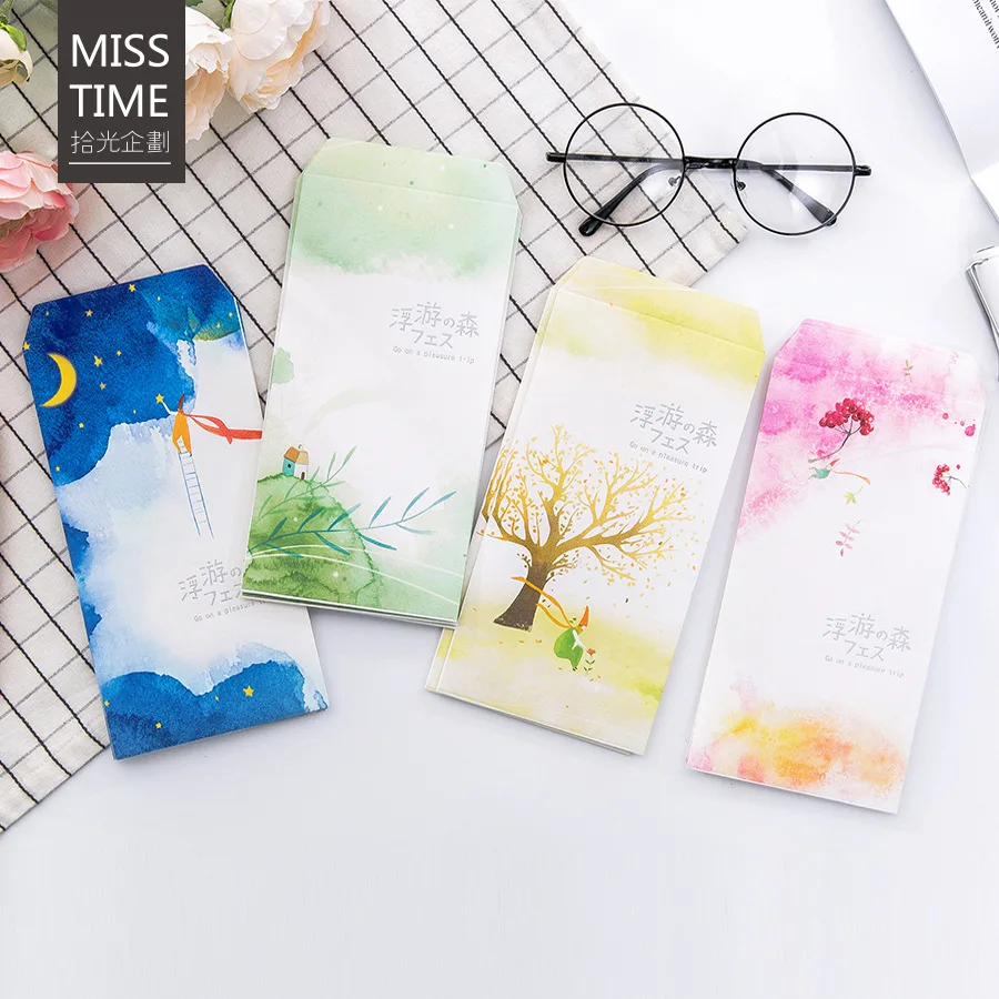 9 Pcs/Set 3 Envelopes+6 Writting Paper Floating Forest Series Envelope Letter Paper Pads Korean Stationery Office