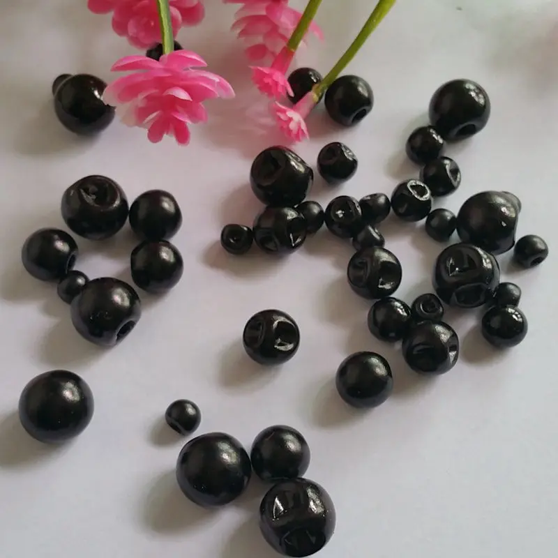 50pcs/lot 8/10/12mm 4 size  black pearls Buttons  sdark hole plastic Decorative Buttons Sewing diy Accessories Scrapbooking