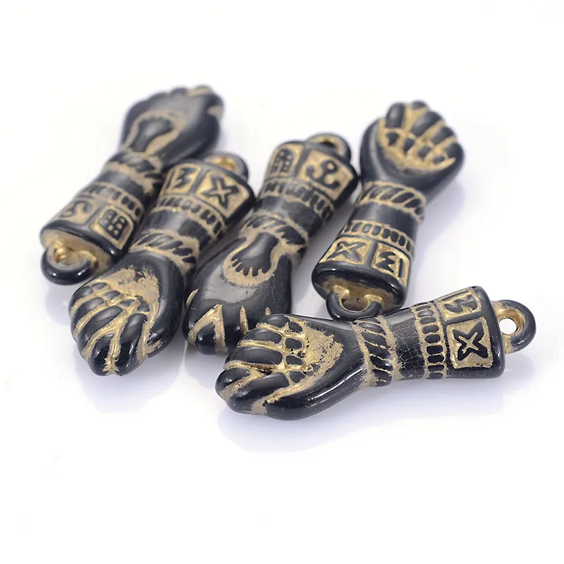 Miasol 30 Pcs Plating Acrylic Antique Design Hand Encourage Charm Pendant Dangle For Diy Handmade Jewelry Making Findings