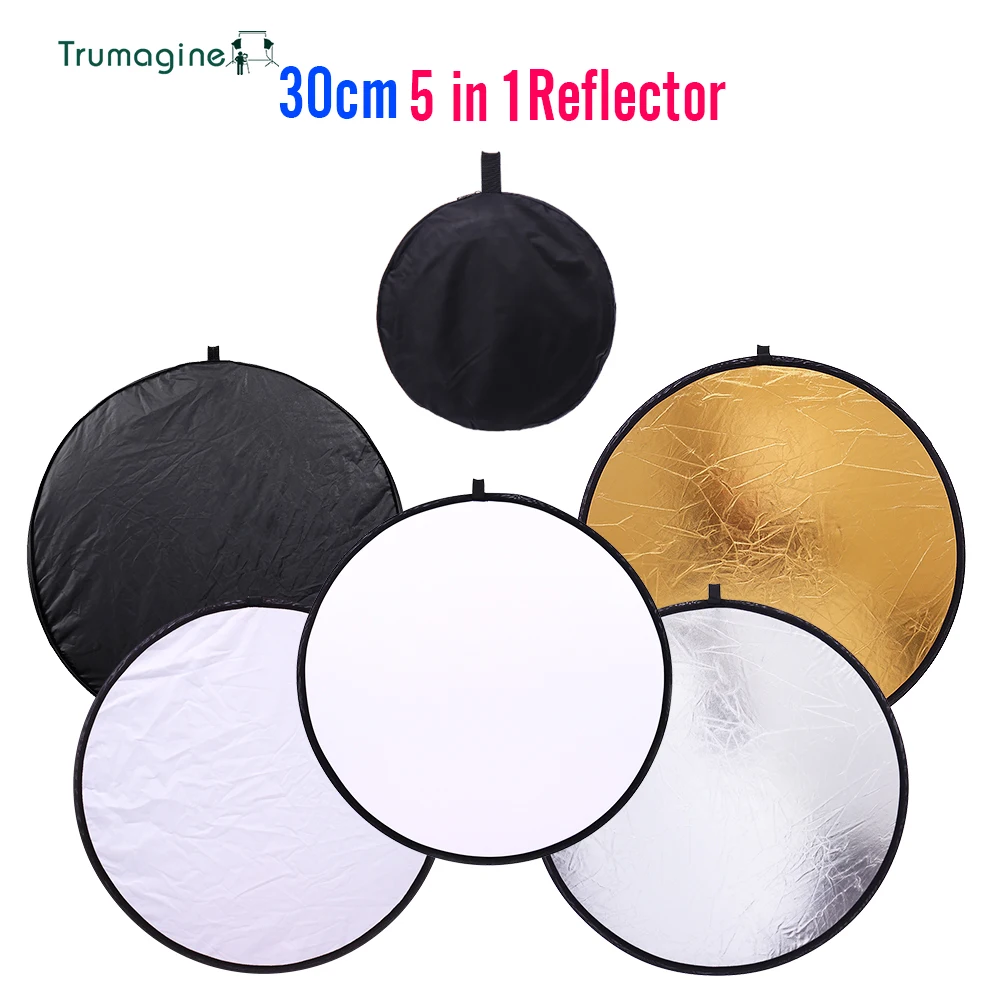 

TRUMAGINE 11.8" 30cm 5 in 1 Mini Portable Collapsible Multi reflector Light Round Photography Reflectors for sale Photography Di