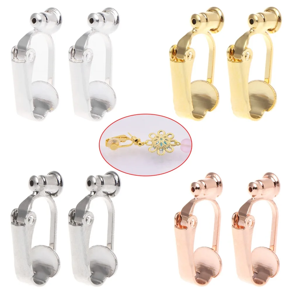 1 Pair Earrings Adapter Ear Clips Converter For Non-pierced People Clip On Metal Component DIY Jewelry Making Tool Finding