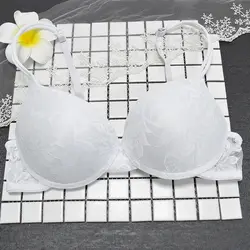 Women Bras Push Up Sexy Top Lace Adjustable Bra White Embroidery Underwear Lingerie Fashion A B C D E Cup 70 75 80 85 90 95 100