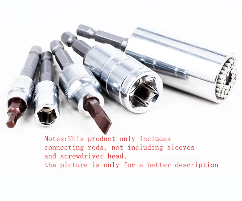3pcs/set Chrome Vanadium Steel Socket Adapter Hex Shank to 1/4" 3/8" 1/2" Extension Drill Bits Bar Hex Bit Set Power Tools