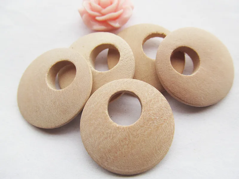 50pcs 25mm Unfinished Roundure Circle Ring Big Hole Natural Wood Earring Pendant Charm Finding ,DIY Accessory Jewellry Making