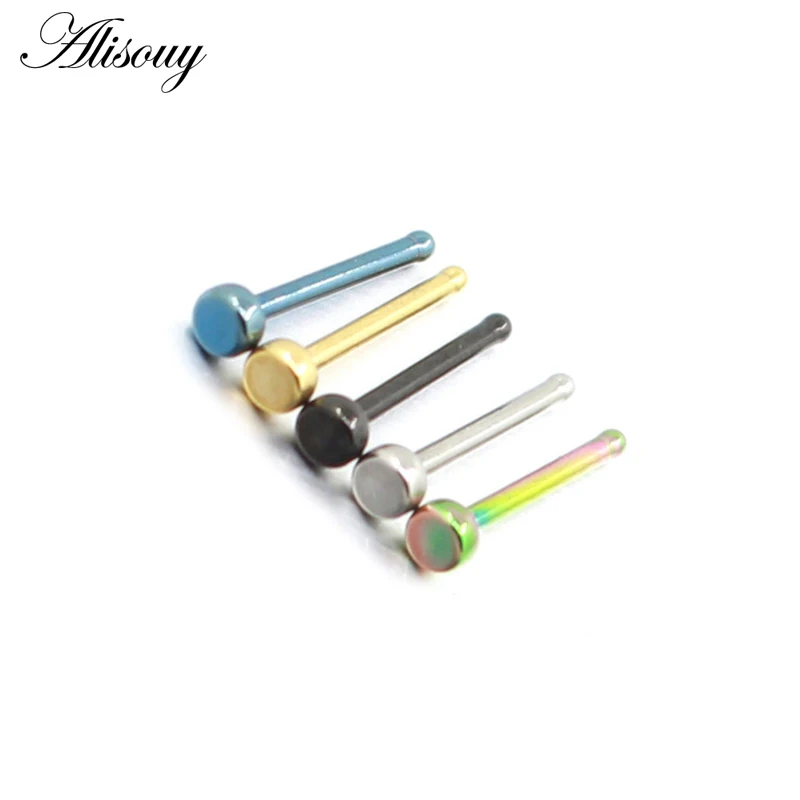 Alisouy 1PC 20G Steel Nose Rings Nariz Earrings Nostril Piercings Nose Screw Curved Prong Nose Stud Septum Rings Body Jewelry