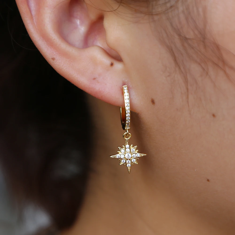 Korean style fresh and simple temperament CZ star North star charm earrings female jewelry gift wholesale