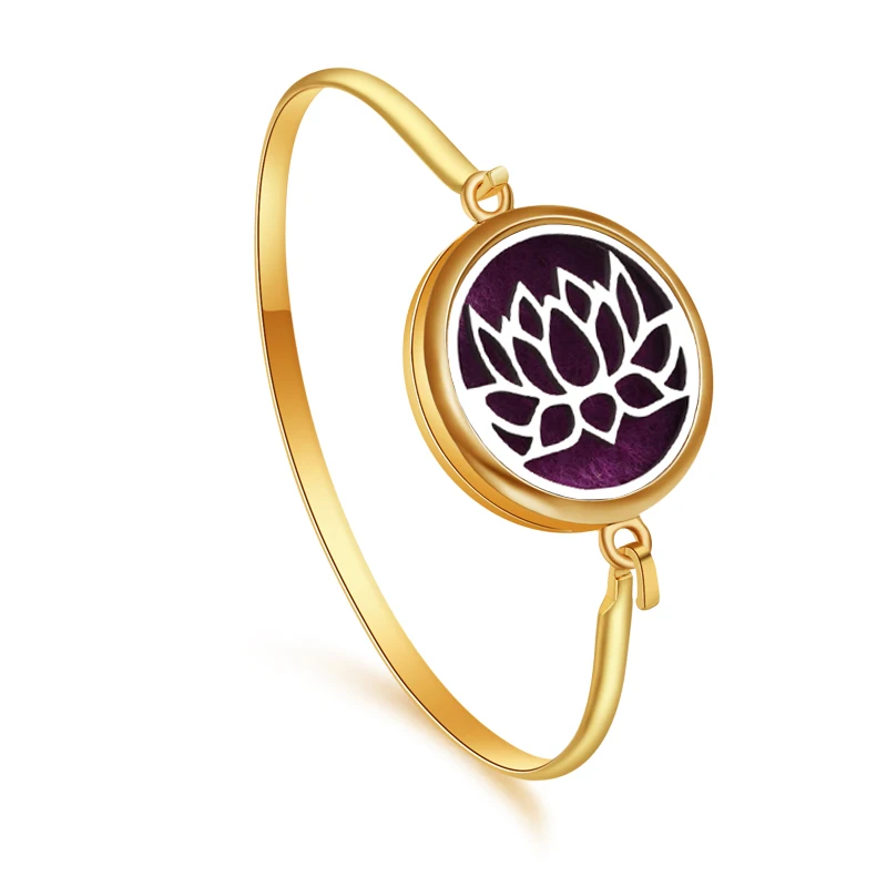 New Flower Butterfly Locket Bracelet Bangle Golden Stainless Steel Essential Oil Diffuser Perfume Magnetic Aromatherapy Bracelet