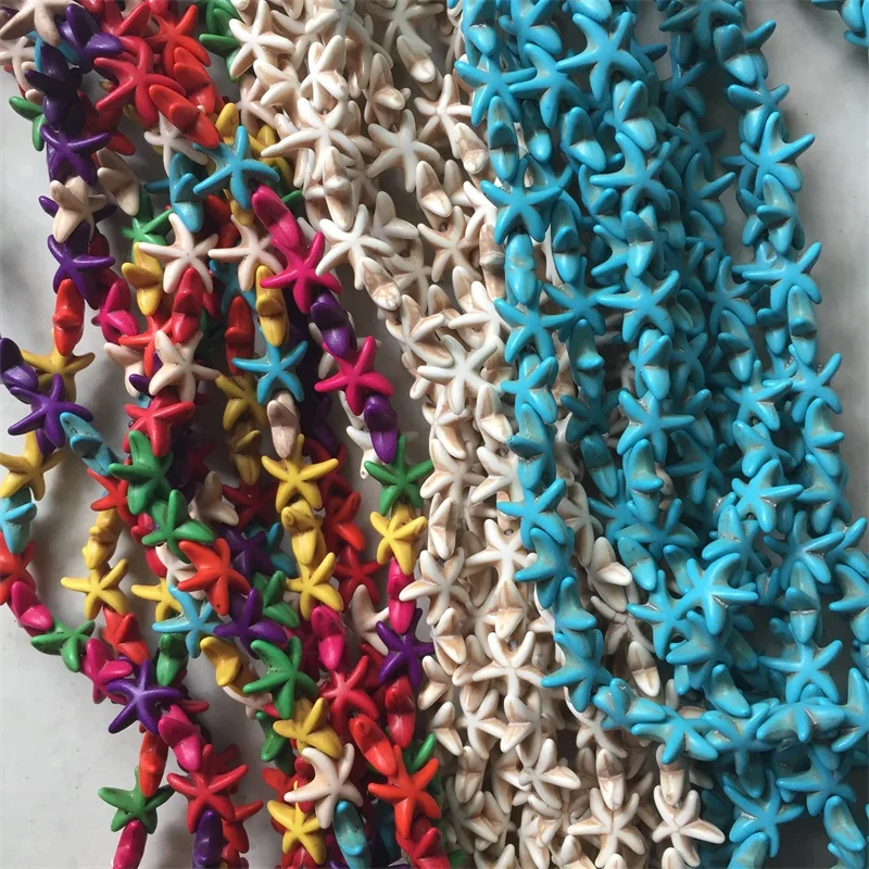 Turquoises Starfish Natural Loose Stone Spacer Howlite Seed Beads for DIY Making Jewelry Findings Bracelet Round Tube Leaf