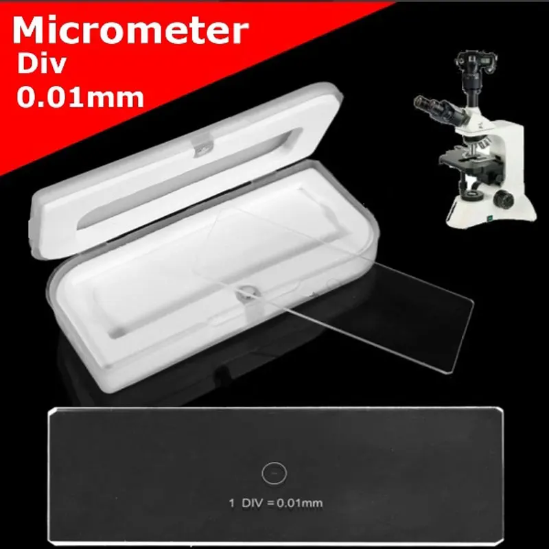 DIV 0.01MM Optical Glass Calibration Slide C1 Microscope Stage Micrometer for Measuring Tools