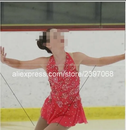 

Girls Figure Skating Wear Red Girls Figure Skating Dress Kids Competition Figure Skating Wear 2017 Free Shipping G45