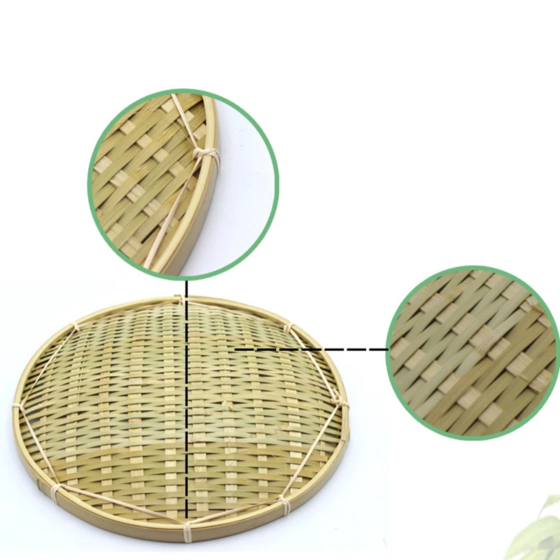 Bamboo handmade bamboo weave storage basket circular receive case fruit plate bowl drying dustpan cage groceries organizer-66850