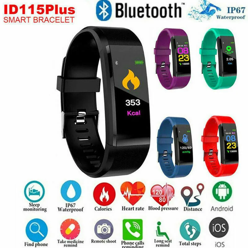 Inteligentna bransoletka Sport opaska Bluetooth tętna zegarek z wyświetlaczem monitor aktywności fizycznej 115 Plus SmartBand PK Mi band 2