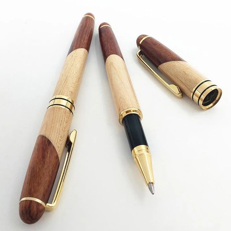 

1 pcs Creative luxury manual fight wood ballpoint pen 0.5mm black link for business and gifts signature pens office & school