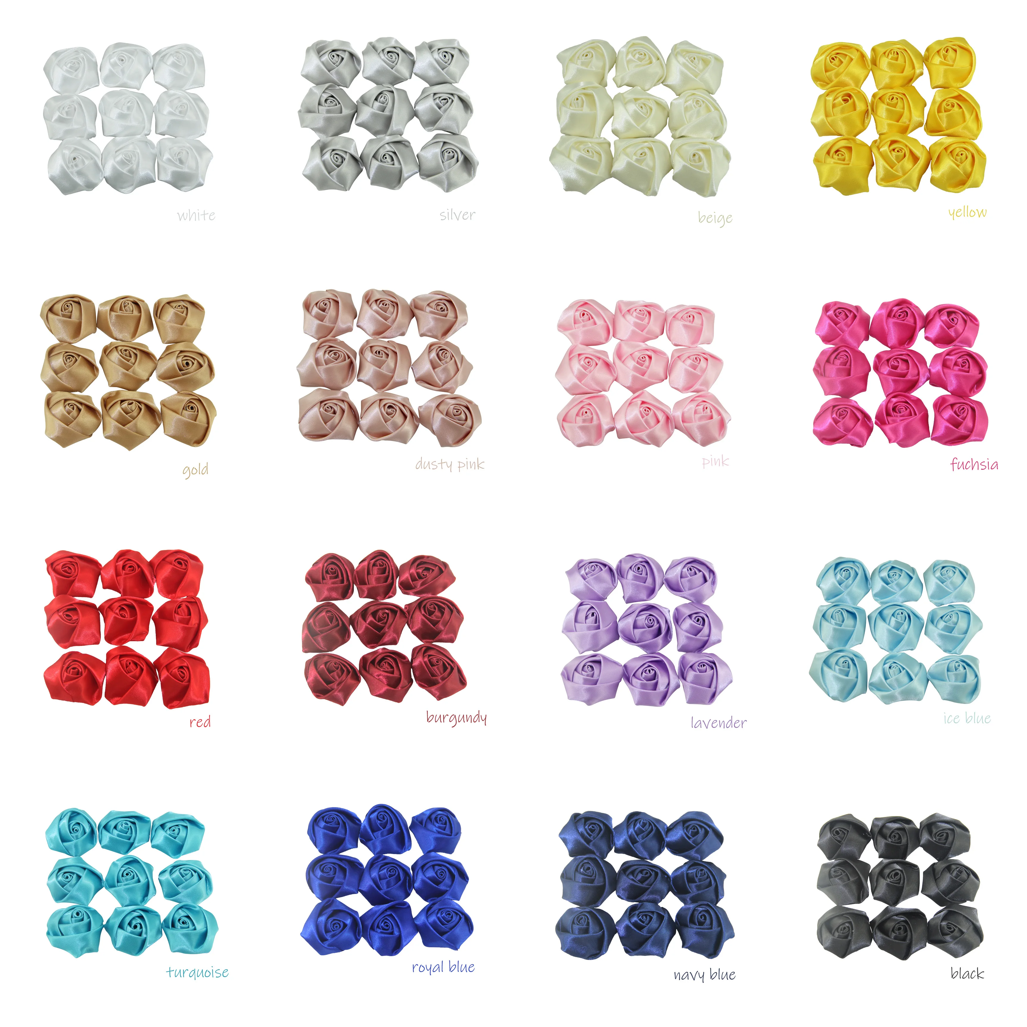 10 قطعة/حقيبة 3.5-4 سنتيمتر شريط من الساتان زهرة الحرير النسيج زهرة اليدوية DIY بها بنفسك الزفاف باقة أزهار الشعر القماش اكسسوارات