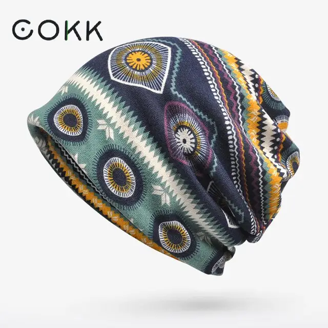 COKK kobiety kapelusz jesień czapki zimowe typu beanie dla kobiet Lady mężczyźni Vintage Bonnet turban kobieta Stretch elastyczna ochrona uszu bawełna