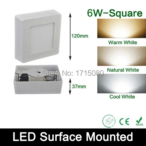 

6W LED Panel light AC 85-265V square led surface panel wall ceiling lights for home living room illumination free shipping