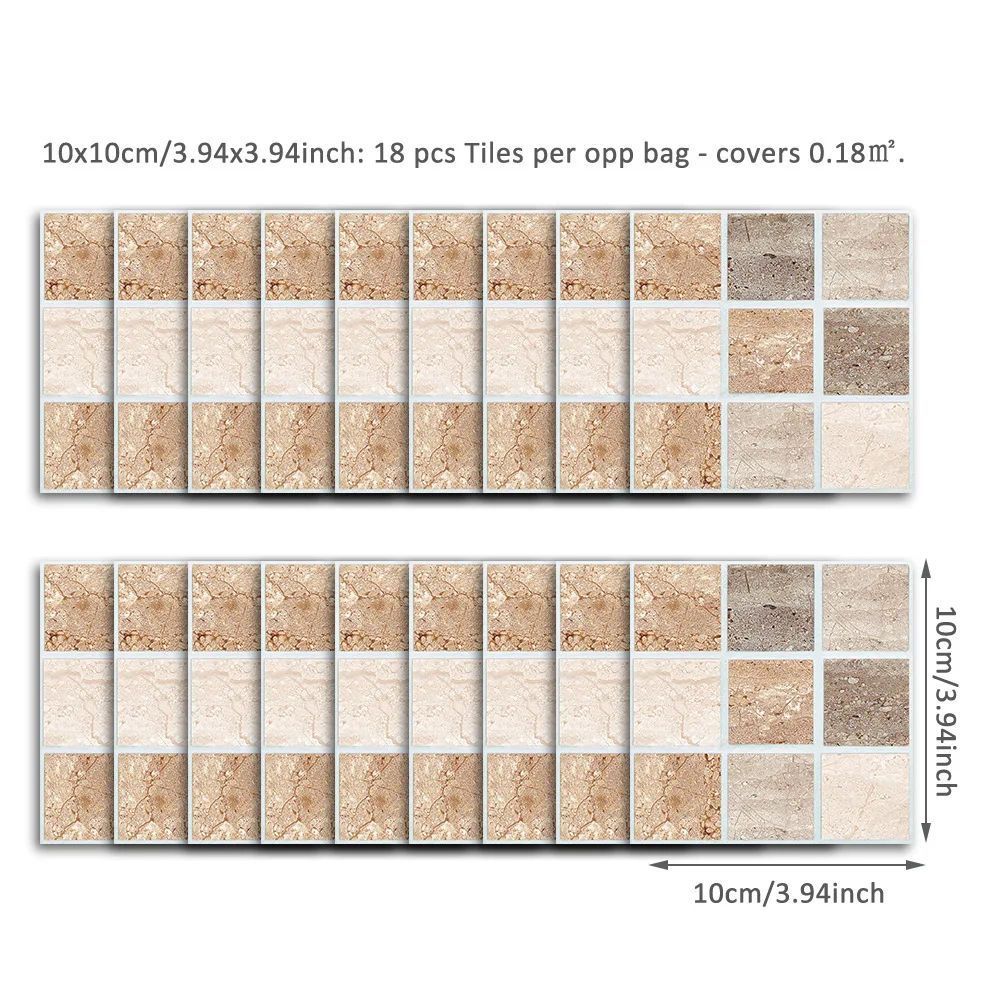 Funlife Creative color wall stickers marble mosaic self-adhesive wall stickers waterproof oil tile stickers Baseboard 3 sets