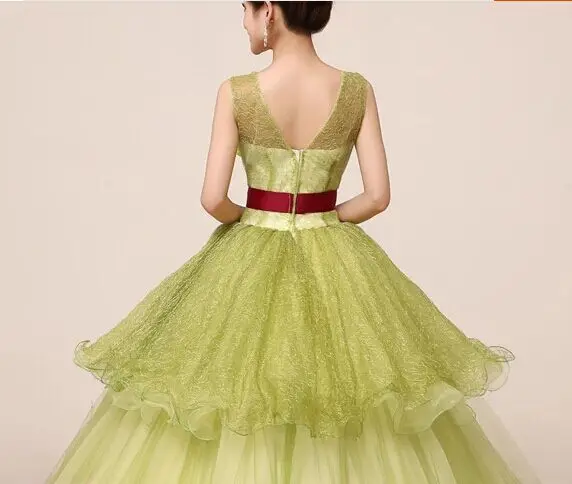 100% real luxe licht groen bloem taille gown middeleeuwse kleding renaissance jurk koningin victoriaanse jurk/gothic/marie/belle ball