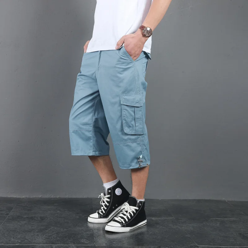 2021 Men Long Cargo Shorts Male Summer Bermuda Elastic Waist Army Camo Baggy Short Plus Size Big Loose Large Camouflage