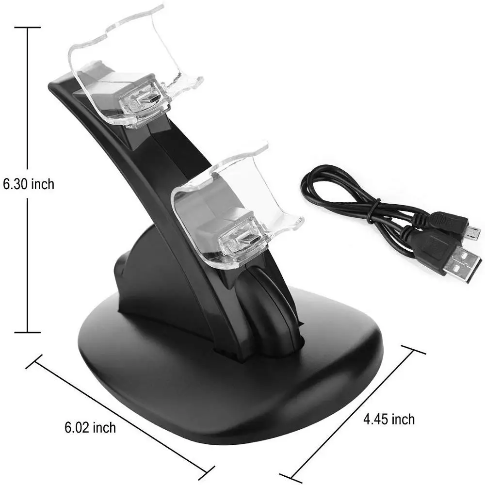 Carregador de controle dual para PS4, estação base Dock LED USB, para carregar manete Sony Playstation 4 / PS4 Pro /PS4 Slim