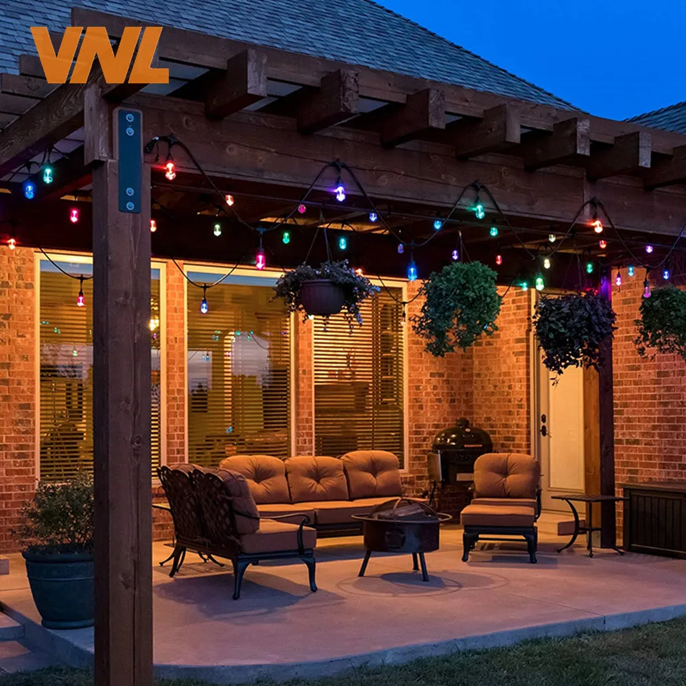 VNL IP65 15M Commercial LED String Lights S14 LED Multicolor Light String Waterproof For Holiday Garland Wedding Lighting