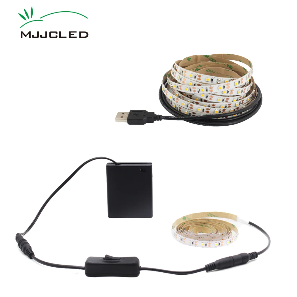 

LED Tape Battery Operated 50CM LED Light Strip Battery Powered 1M 2M 3M USB LED Strip Light Adhesive SMD3528 Stripe Waterproof