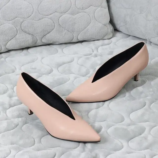 Xgravity New Pop Sexy Pointed Toe Girl Thin Heel Woman Shoes Deep V Design Lady Fashion Shoes Elegant European Women Shoes A264