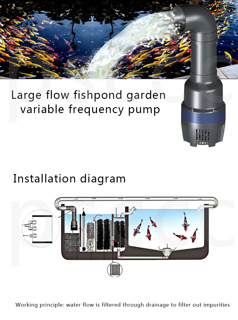 Fish pond large flow submersible pump butt pump outdoor fish pond koi pond  circulating pump bottom filter pump - AliExpress, image size:800x1075