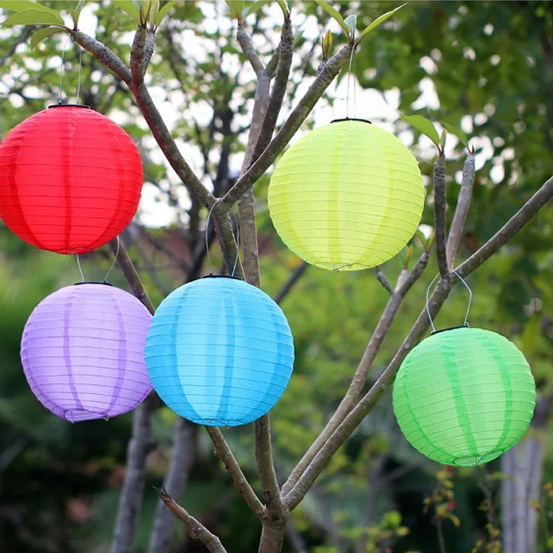 100pcs 12inch Solar Lantern Waterproof Fabric LED Solar Light Christmas New Year Decoration Hanging Courtyard Lamp ZA5299